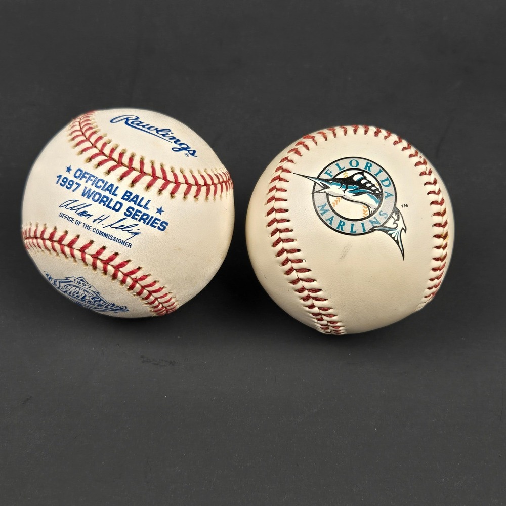 Rawlings 1997 World Series & Florida Marlins Baseball Lot of 2 Vintage MLB